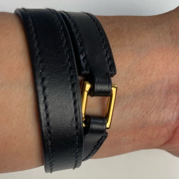 EUC Hermès Leather Rivale Double Tour Bracelet - Picture 6 of 13